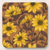 Sunroot, wilde Sonnenblumen in Gelb und Braun Getränkeuntersetzer (Vorderseite)