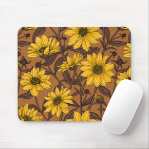 Sunroot, wilde Sonnenblumen in Gelb und Braun Mousepad
