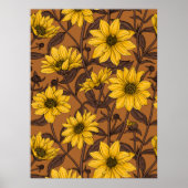 Sunroot, wilde Sonnenblumen in Gelb und Braun Poster (Vorne)
