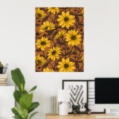 Sunroot, wilde Sonnenblumen in Gelb und Braun Poster (Heimbüro)