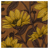 Sunroot, wilde Sonnenblumen in Gelb und Braun Stoff (Nahaufnahme)