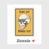 Suns Out Bones Out Skull Sticker (Blatt)