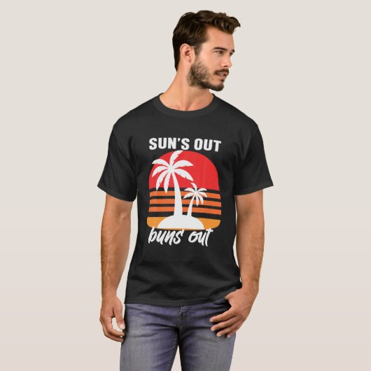 Sun's out Buns, Palmen Tree Summer T-Shirts, Retro T-Shirt (Vorne ganz)