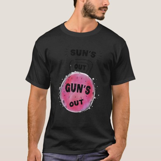 Sun's Out Guns Out Kettlebell Graphic Bodybuildin T-Shirt (Vorderseite)