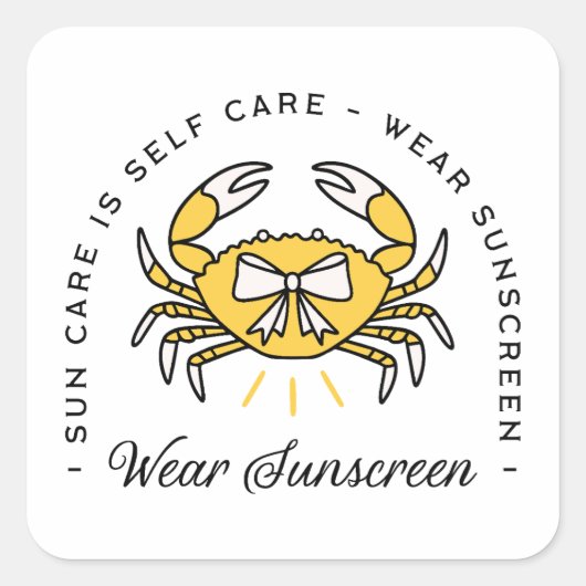 Sunscreen spf dermatologist self care sun reminder quadratischer aufkleber (Vorderseite)