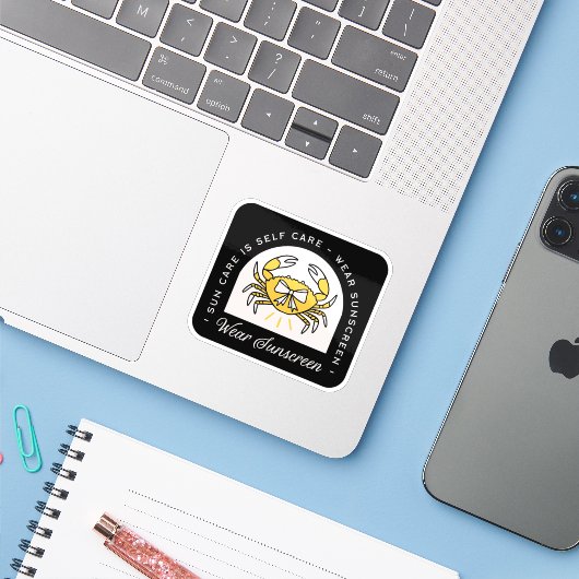 Sunscreen spf sun uv protection reminder quotes aufkleber (Laptop mit iPhone)