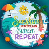 Sunscreen Travel Beach Palm Tree Sunset Gepäckanhänger