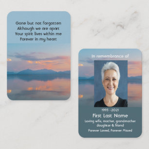 Sunset Abend Sky Dusk Memorial Pocket Keepake Visitenkarte