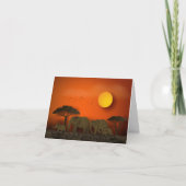 Sunset African Savanna Elephants Papercut (Vorderseite)
