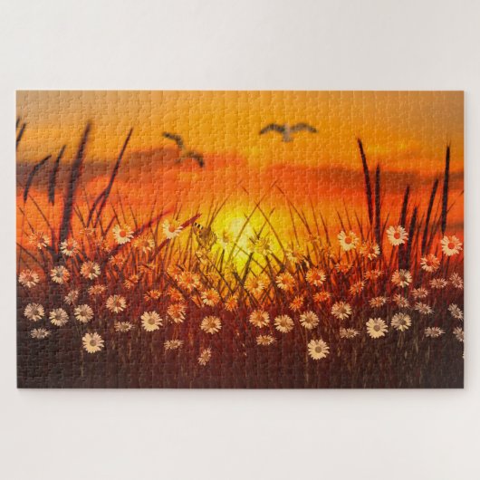 Sunset and Daisies Puzzle (Horizontal)