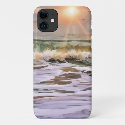 Sunset and Ocean Waves Art Phone Case (Rückseite)