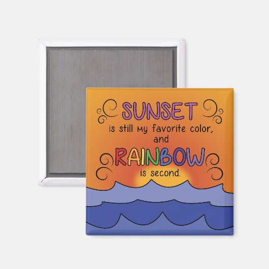 Sunset and Rainbow Magnet - Square (Vorderseite/Rückseite)