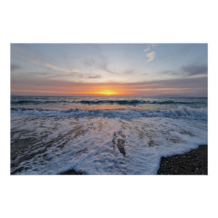 Sunset and soft waves poster