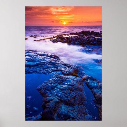 Sunset And Tide Pool In Hawaii Poster (Vorne)