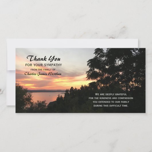 Sunset and Tree Beileid Danke Foto (Vorderseite)