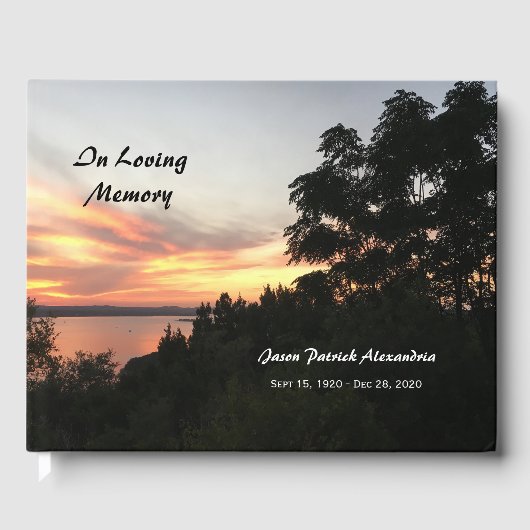 Sunset and Tree Funerary Guest Book Gästebuch (Vorderseite)