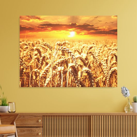 Sunset and Wheat Field Leinwanddruck (Insitu (Wohnzimmer))