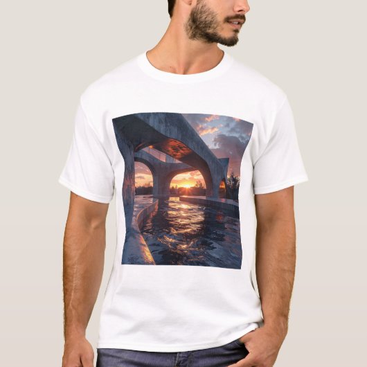 Sunset Arches – Modern Architecture Over Reflectiv T-Shirt (Vorderseite)