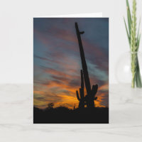 Sunset Arizona Grußkarte Saguaros Freunde