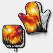 Sunset Art Ofenhandschuh & Topflappen-Set (Vorderseite/Rückseite)