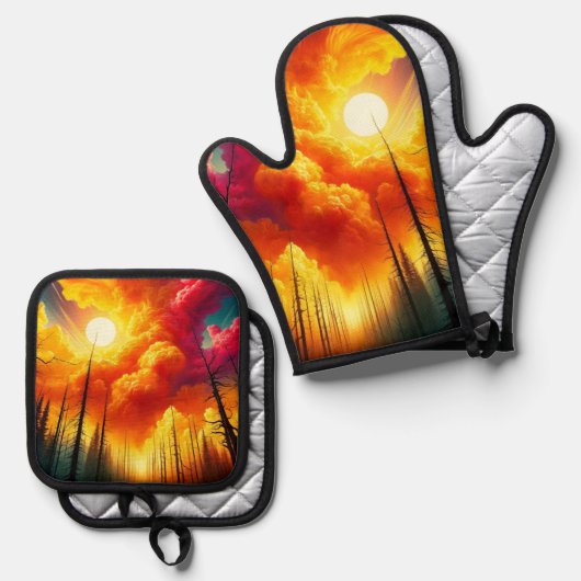 Sunset Art Ofenhandschuh & Topflappen-Set (Vorderseite/Rückseite)