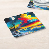 Sunset Art Rechteckiger Pappuntersetzer (angewinkelt)