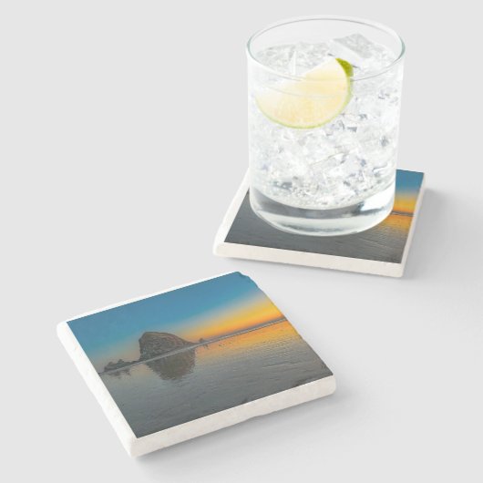 Sunset at Cannon Beach Stone Untersetzer (Seitenansicht)