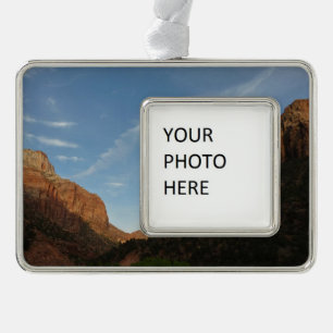 Sunset at Canyon Junction am Zion National Park Rahmen-Ornament Silber