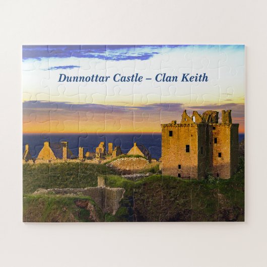 Sunset at Dunnottar Castle - Schottischer Clan Kei Puzzle (Horizontal)