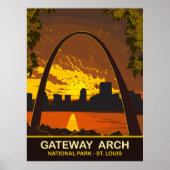Sunset at Gateway Arch, St Louis, Travel Poster (Vorne)