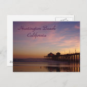 Sunset at Huntington Beach Pier, Kalifornien Postkarte (Vorne/Hinten)