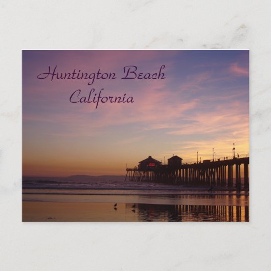 Sunset at Huntington Beach Pier, Kalifornien Postkarte (Vorderseite)