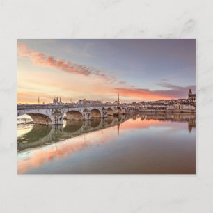 Sunset at Jacques Gabriel Bridge of Blois, Frankre Postkarte