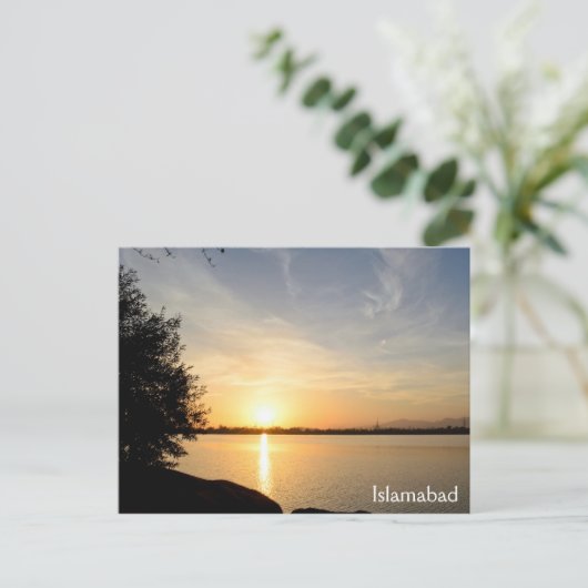 Sunset at lake postkarte (Stehend Vorderseite)