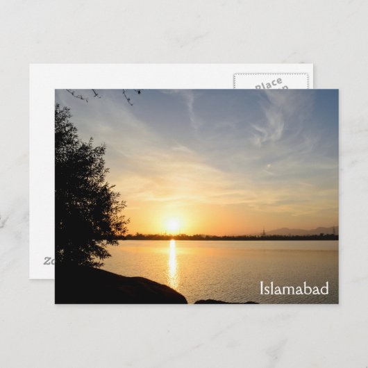 Sunset at lake postkarte (Vorne/Hinten)