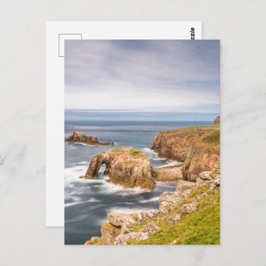 Sunset at Lands End in Cornwall England Postkarte (Vorne/Hinten)