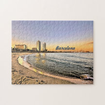 Sunset at Olympic Port of Barcelona, Spain,