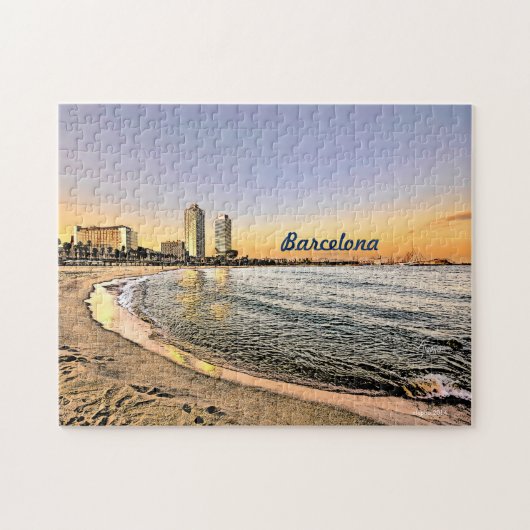 Sunset at Olympic Port of Barcelona, Spain, Puzzle (Horizontal)