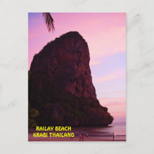 Sunset at Railay Beach Krabi Thailand Postcard Postkarte
