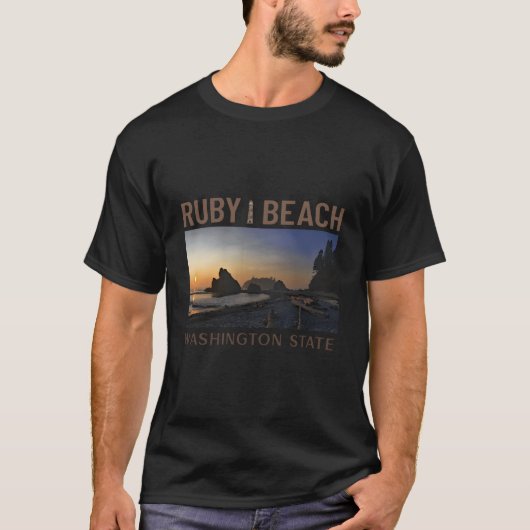Sunset at Ruby Beach Washington Staat T-Shirt (Vorderseite)