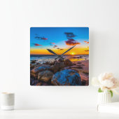 Sunset At Sea Quadratische Wanduhr (Zuhause)