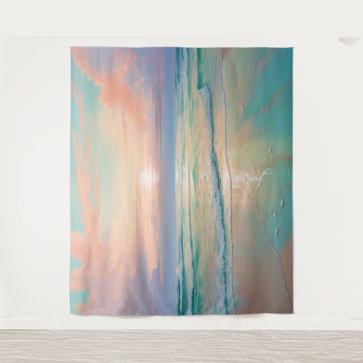 Sunset at the tranquil beach landscape wandteppich (Vorderseite)