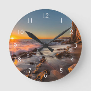 Sunset at Victoria Beach Runde Wanduhr