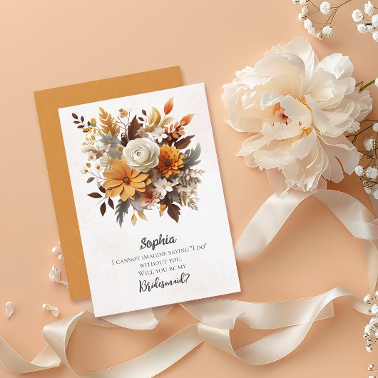 Sunset Autumn Florals Bridesmaid Vorschlag Einladung