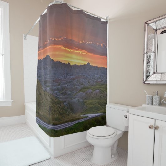 Sunset, Badlands-Nationalpark Duschvorhang (Beispiel)