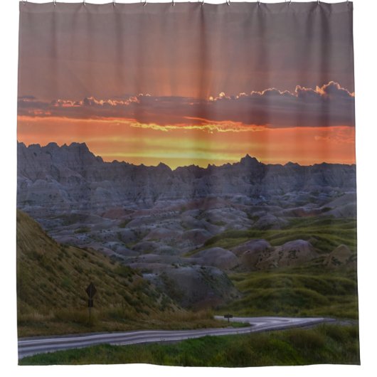 Sunset, Badlands-Nationalpark Duschvorhang (Vorderseite)