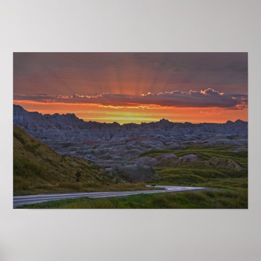 Sunset, Badlands Nationalpark Poster (Vorne)