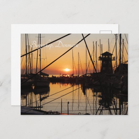 Sunset Bagenkop Harbor, Langeland, Dänemark Postkarte (Vorne/Hinten)