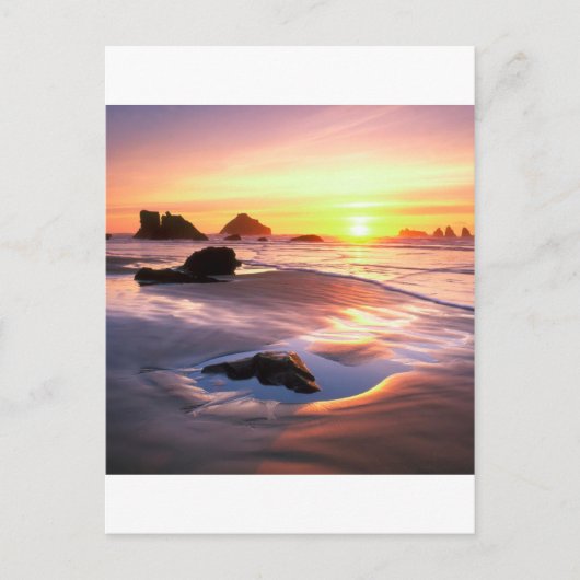 Sunset Bandon Oregon Postkarte (Vorderseite)
