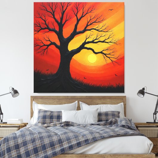 Sunset Bare Tree Leinwanddruck (Insitu (Schlafzimmer))